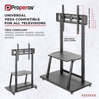 ProperAV Mobile TV Trolley Stand on Wheels for 37" - 100" Screens (150kg Capacity / VESA Max. 800x600)