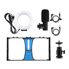 PULUZ 3 in 1 Vlogging Live Broadcast Smartphone Video Rig + Microphone +  4.7 inch 12cm Ring LED Selfie Light Kits with Cold Shoe Tripod Head for iPhone, Galaxy, Huawei, Xiaomi, HTC, LG, Google, and Other Smartphones, 3 in 1 Ring LED