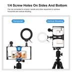 PULUZ 3 in 1 Vlogging Live Broadcast Smartphone Video Rig + Microphone +  4.7 inch 12cm Ring LED Selfie Light Kits with Cold Shoe Tripod Head for iPhone, Galaxy, Huawei, Xiaomi, HTC, LG, Google, and Other Smartphones, 3 in 1 Ring LED