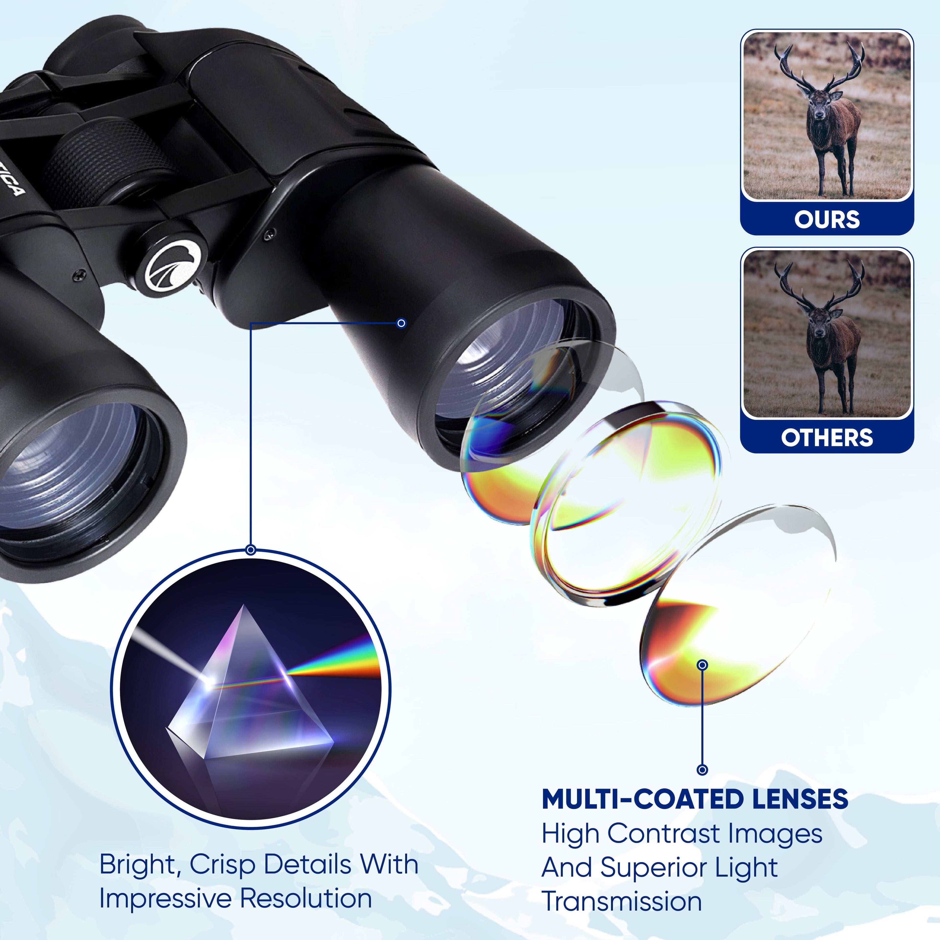 PRAKTICA Falcon 12x50mm Multi Coated Porro Prism Field Binoculars - Black - TOYFACTORY