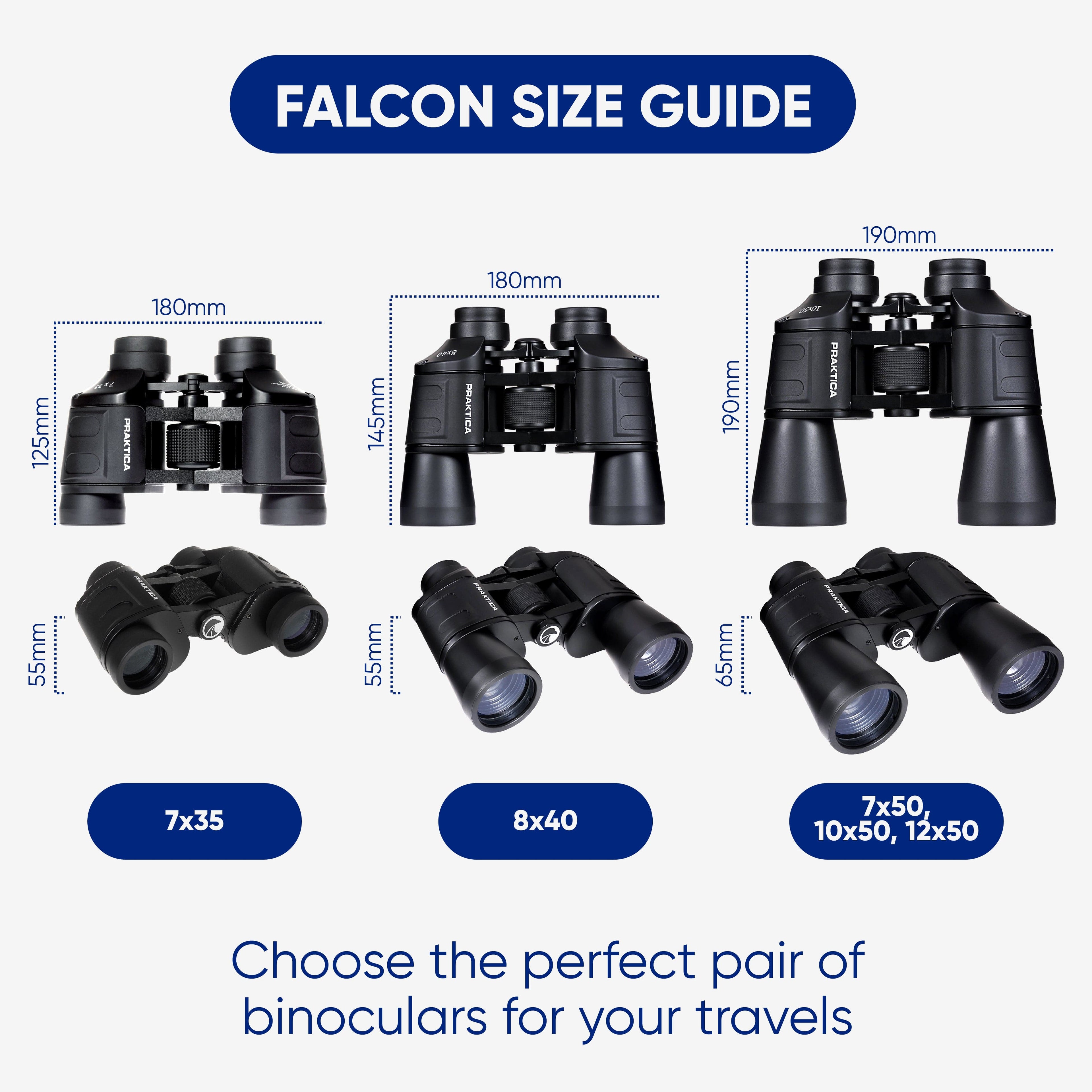 PRAKTICA Falcon 8x40mm Wide Angle Porro Prism Field Binoculars - Sand - TOYFACTORY
