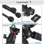 PULUZ  Pocket Mini Microspur Photos Magnesium Alloy Tripod Mount with 360 Degree Ball Head  for DSLR &  Digital Camera, Adjustable Height: 24.5-57cm, Load Max: 3kg, Microspur Tripod - TOYFACTORY