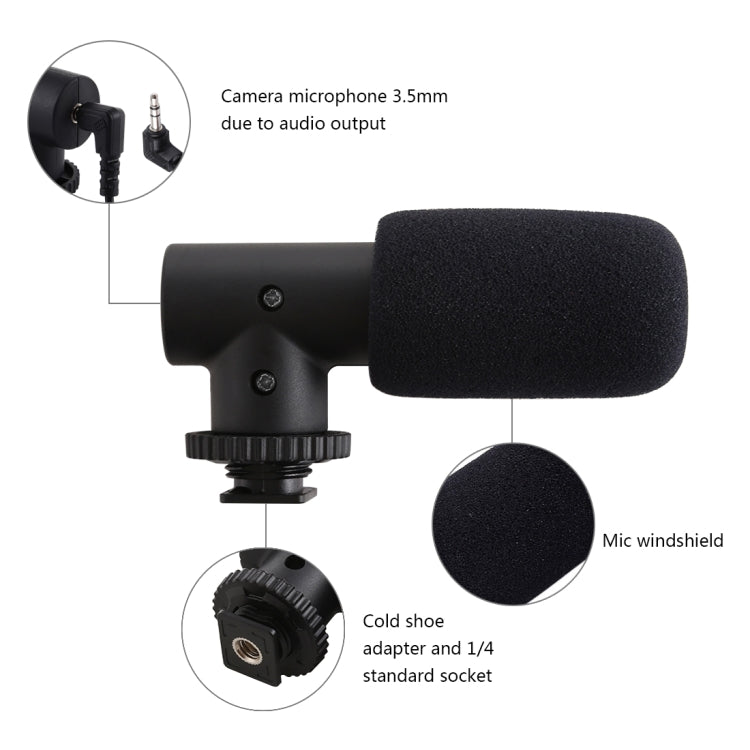 PULUZ 3.5mm Audio Stereo Recording Vlogging Professional Interview Microphone for DSLR & DV Camcorder, Smartphones, Mini Microphone - TOYFACTORY