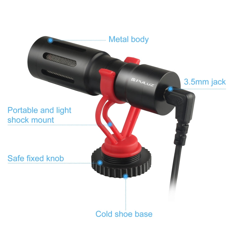PULUZ Professional Interview Condenser Video Shotgun Microphone with 3.5mm Audio Cable for DSLR & DV Camcorder, Shotgun Microphone - TOYFACTORY