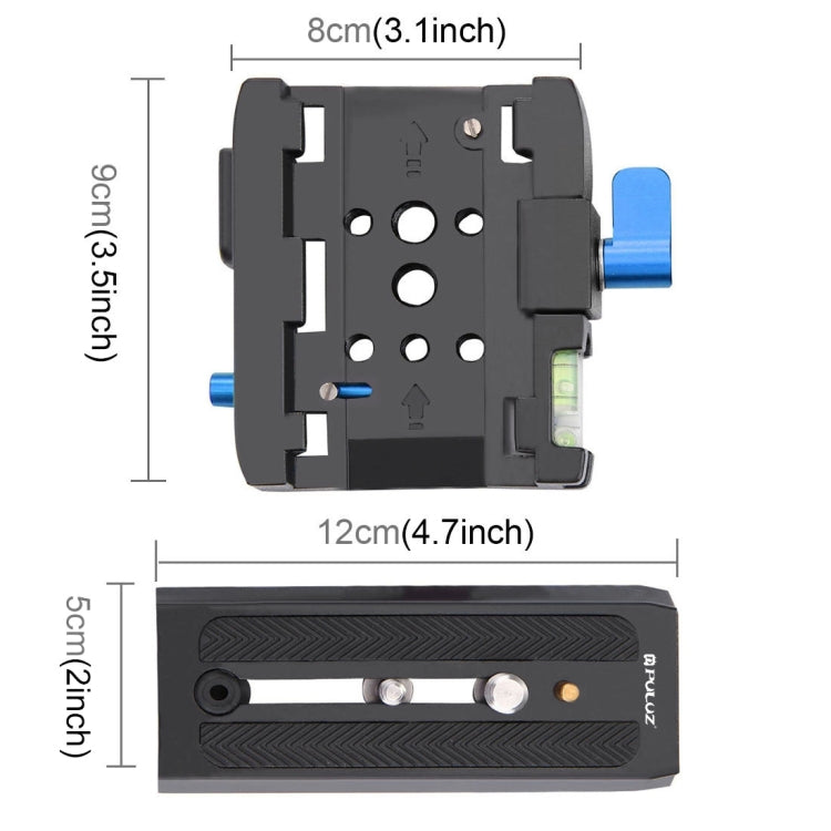 PULUZ Quick Release Clamp Adapter + Quick Release Plate for  DSLR & SLR Cameras, QR Plate Black - TOYFACTORY