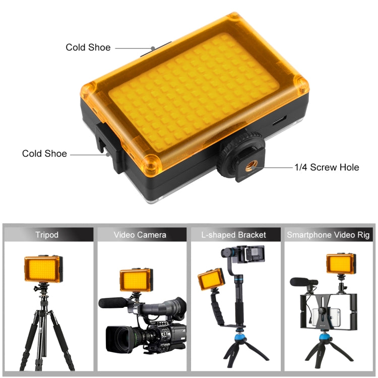 PULUZ Pocket 96 LEDs 860LM Professional Vlogging Photography Video & Photo Studio Light with White and Orange Magnet Filters Light Panel for Canon, Nikon, DSLR Cameras, 104 LED - TOYFACTORY