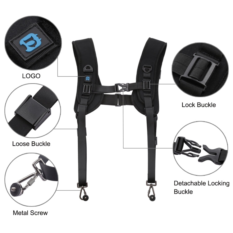 PULUZ Quick Release Double Shoulder Harness Soft Pad Decompression Foam Strap Belt for DSLR Digital Cameras, Double Shoulder - TOYFACTORY