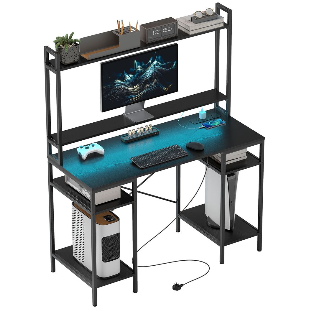 HOMCOM Computer Desk Home Office Desk with Monitor Stand - TOYFACTORY
