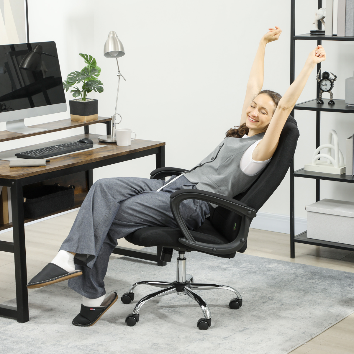 Vinsetto Office Chair for Desk, with Height Adjustable, Wheels - TOYFACTORY