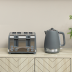 HOMCOM 1.7L 3000W Quick Boil Kettle and 4 Slice Toaster Set Crumb Tray