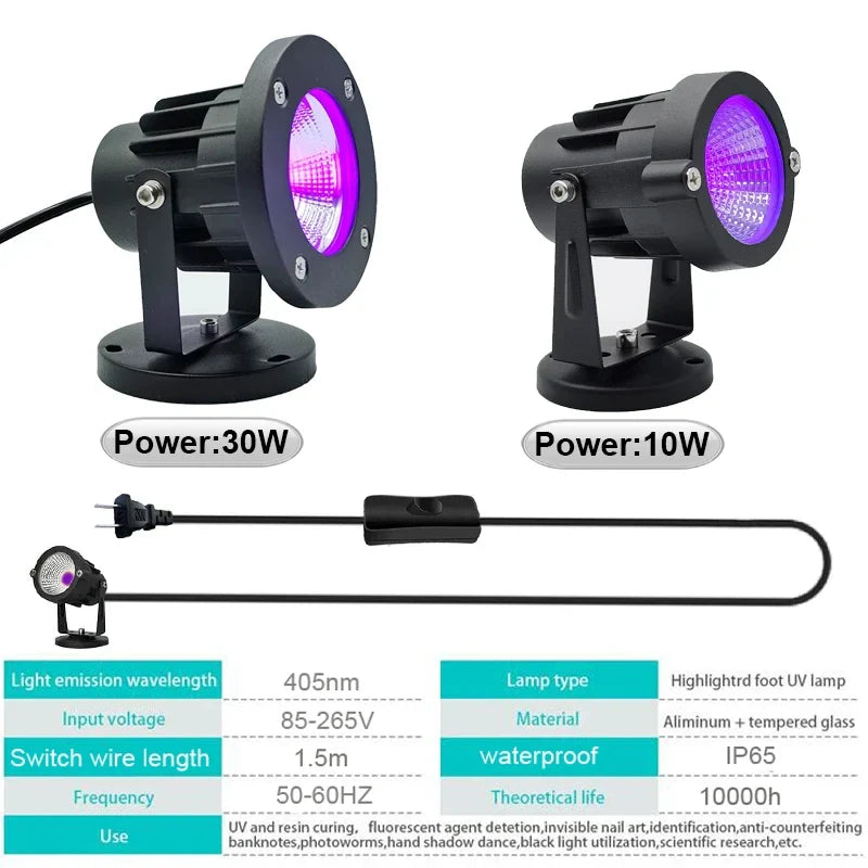 UV LED Lamp with 1.5m Switch Wire Plug for Ultraviolet Light