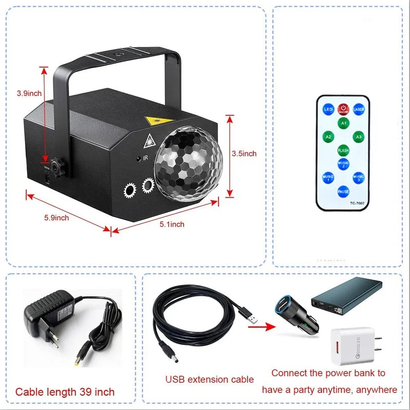 Party Lights Dj Disco Ball Light Pattern Projector Sound Activated