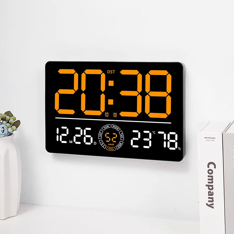 Large Digital Wall Clock 10 Brightness Adjustment Dual Alarm LED Clocks