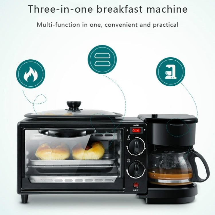 3 in 1 Electric Breakfast Machine Multifunction Coffee Maker + Frying Pan + Mini Oven  Household Bread Pizza Oven, 3 in 1 Multifunction Coffee Maker