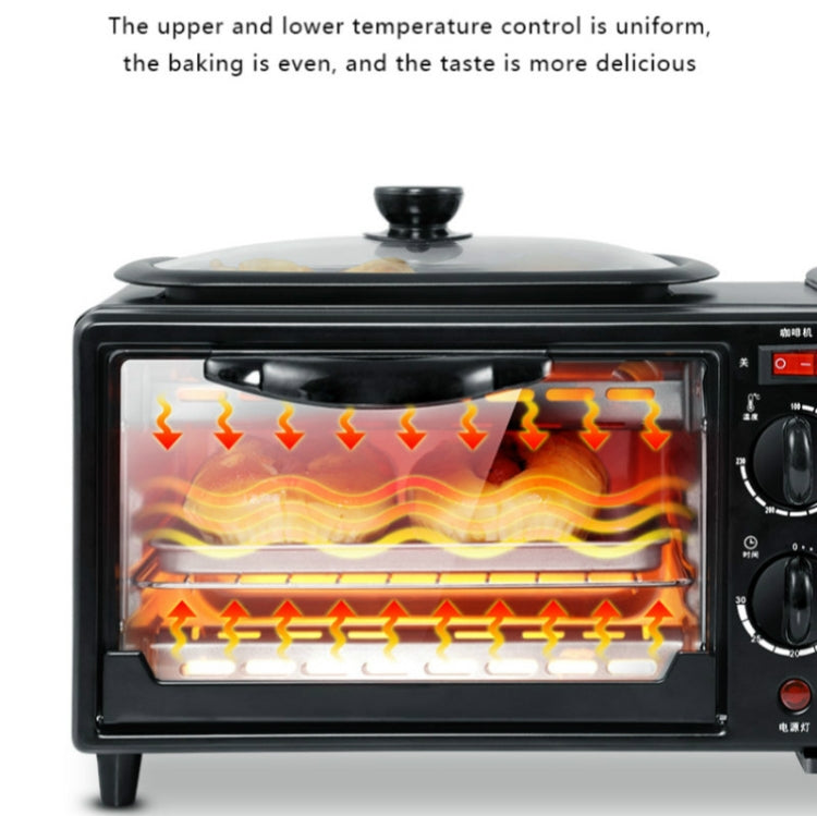 3 in 1 Electric Breakfast Machine Multifunction Coffee Maker + Frying Pan + Mini Oven  Household Bread Pizza Oven, 3 in 1 Multifunction Coffee Maker