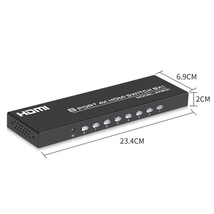 FJGEAR FJ-4K801 4K 8 In 1 Out HDMI HD Video Switcher, FJ-4K801 EU Plug