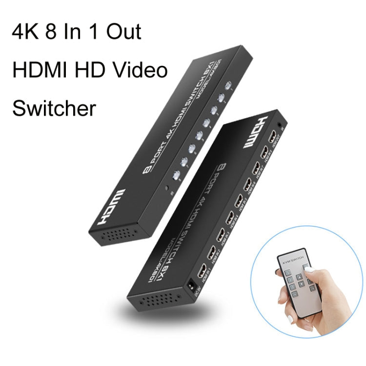 FJGEAR FJ-4K801 4K 8 In 1 Out HDMI HD Video Switcher, FJ-4K801 EU Plug