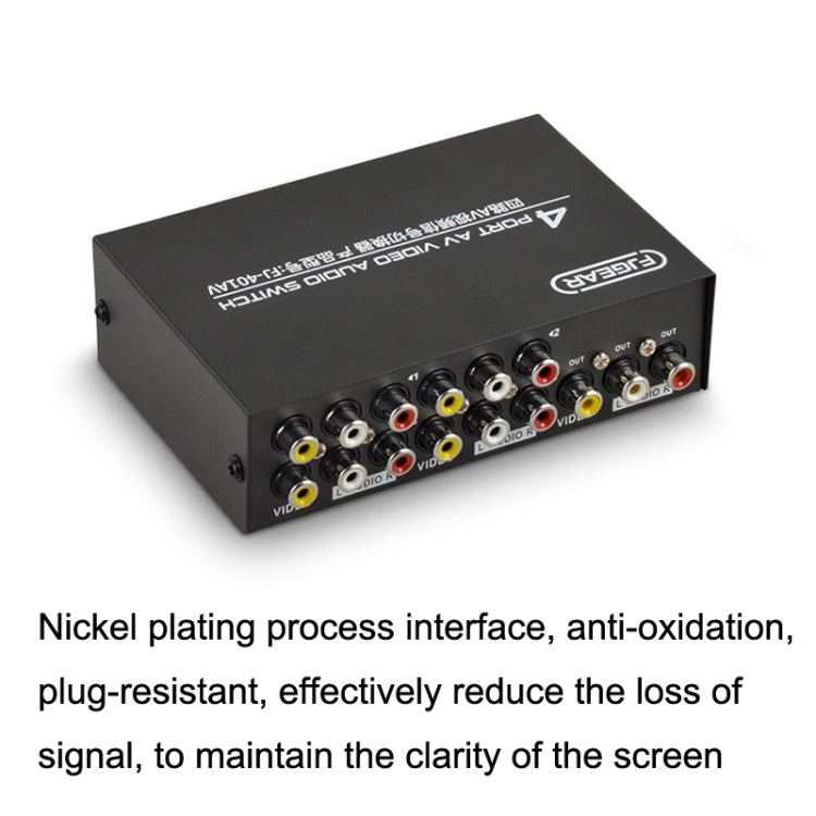 FJGEAR FJ-401AV Lotus Head Interface 4-way AV Audio and Video Switcher, FJ-401AV