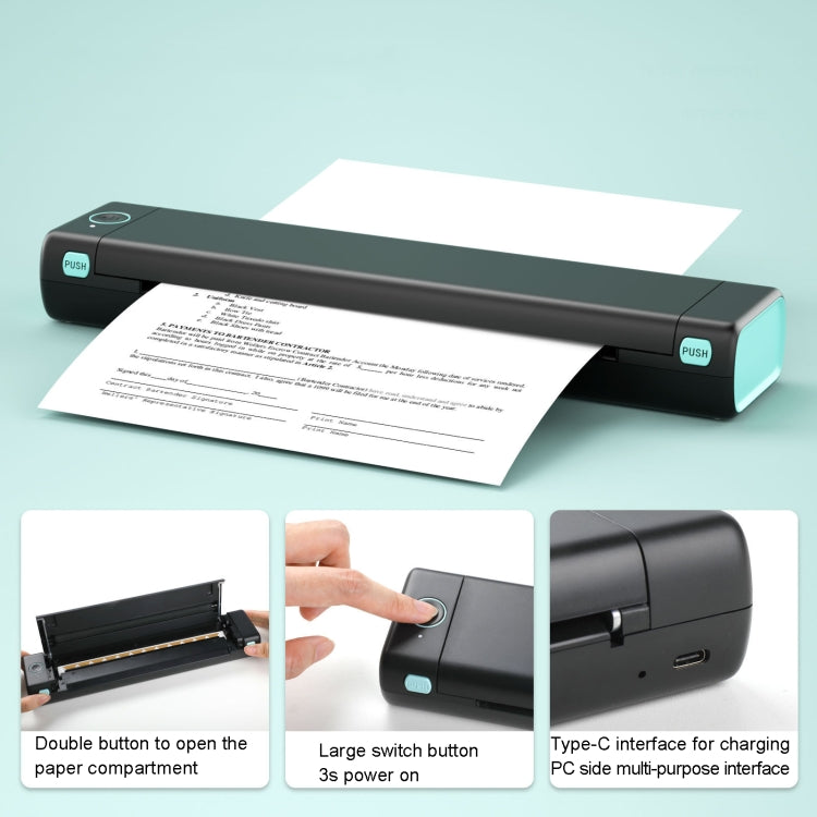 M08F Bluetooth Wireless Handheld Portable Thermal Printer, Black Green A4 Version, Black A4 Version, White A4 Version, White Orange A4 Version, Green A4 Version, Pink A4 Version, Gray A4 Version, Silver A4 Version, Black Green Letter Version           ... - TOYFACTORY