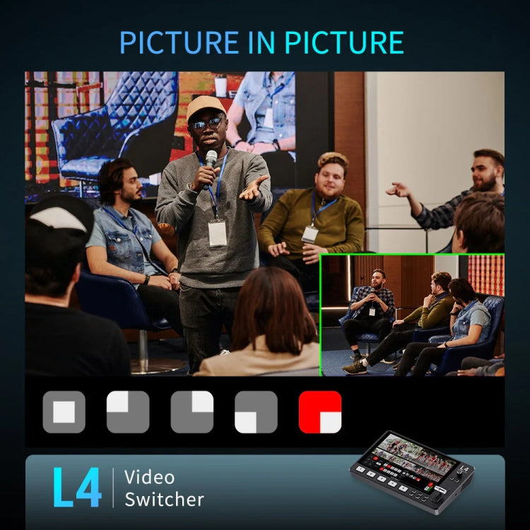FEELWORLD L4 Multi-Camera Video Mixer Switcher 10.1" Touch Screen USB 3.0 Fast Streaming(UK Plug)