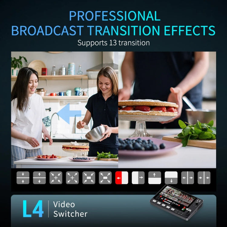 FEELWORLD L4 Multi-Camera Video Mixer Switcher 10.1" Touch Screen USB 3.0 Fast Streaming(UK Plug)