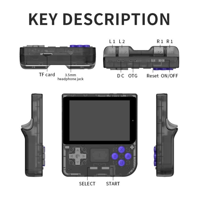 POWKIDDY V10 Retro Handheld Game Console 3.5-inch IPS OCA Full Fit, Quad-Core Cortex-A35 1.5GHz - TOYFACTORY