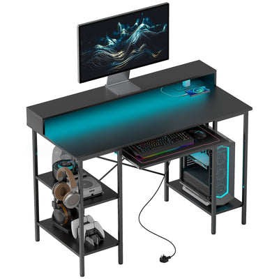 HOMCOM Gaming Desk with Monitor Stand and Sliding Keyboard Tray - TOYFACTORY
