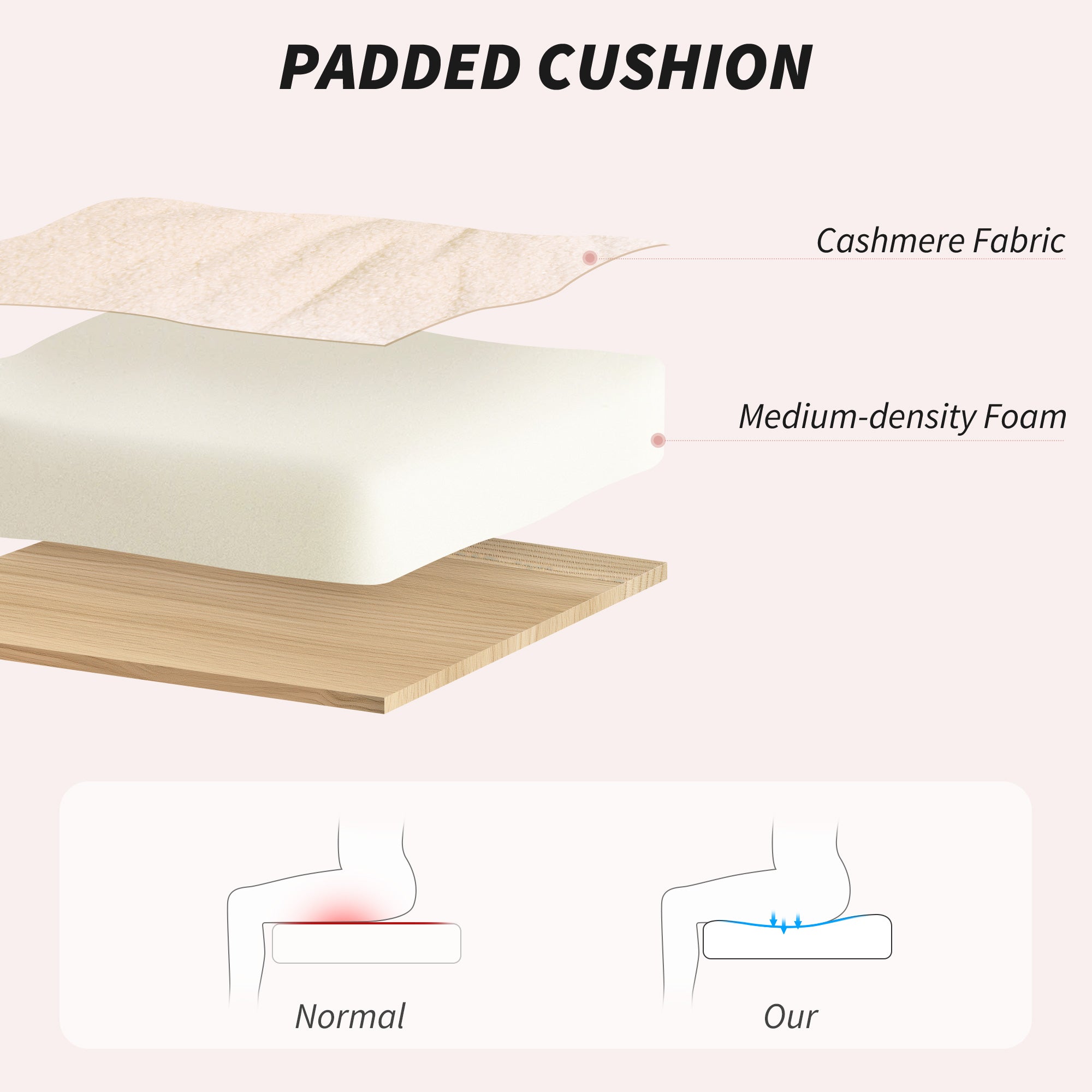 HOMCOM Upholstered Desk Chair with Height Adjustable - TOYFACTORY