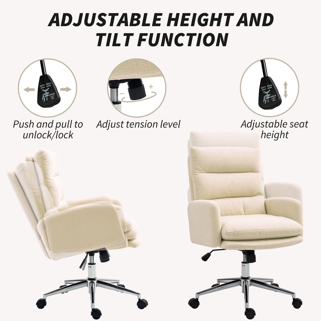 HOMCOM Upholstered Desk Chair with Height Adjustable - TOYFACTORY