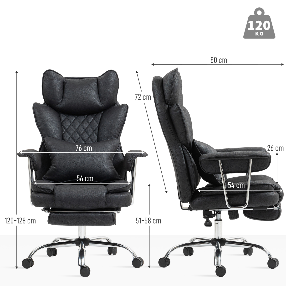 HOMCOM Office Chair, High Back Leathaire Desk Chair for Home - TOYFACTORY