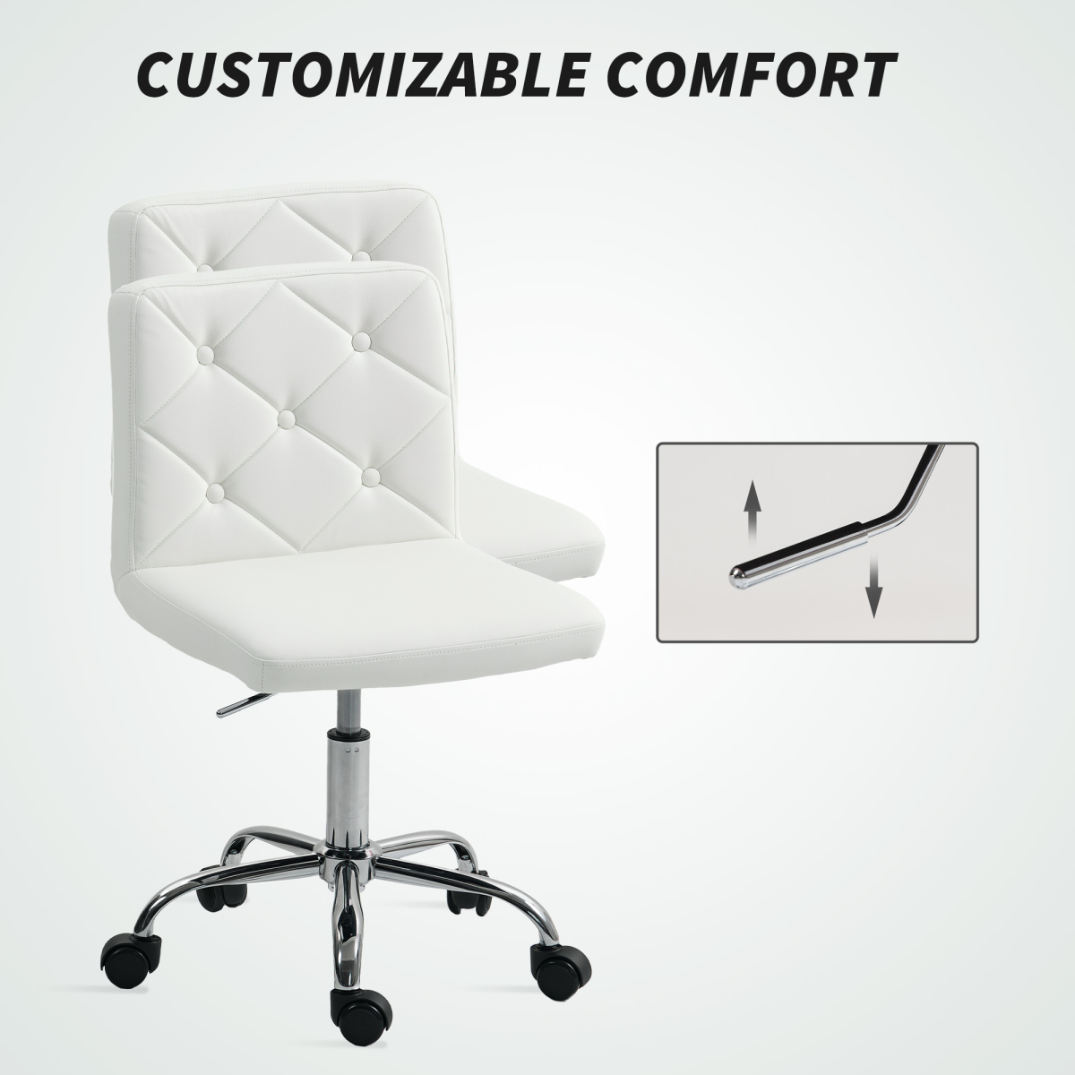 HOMCOM Modern Vanity Computer Desk Chair with Rolling Wheels - TOYFACTORY