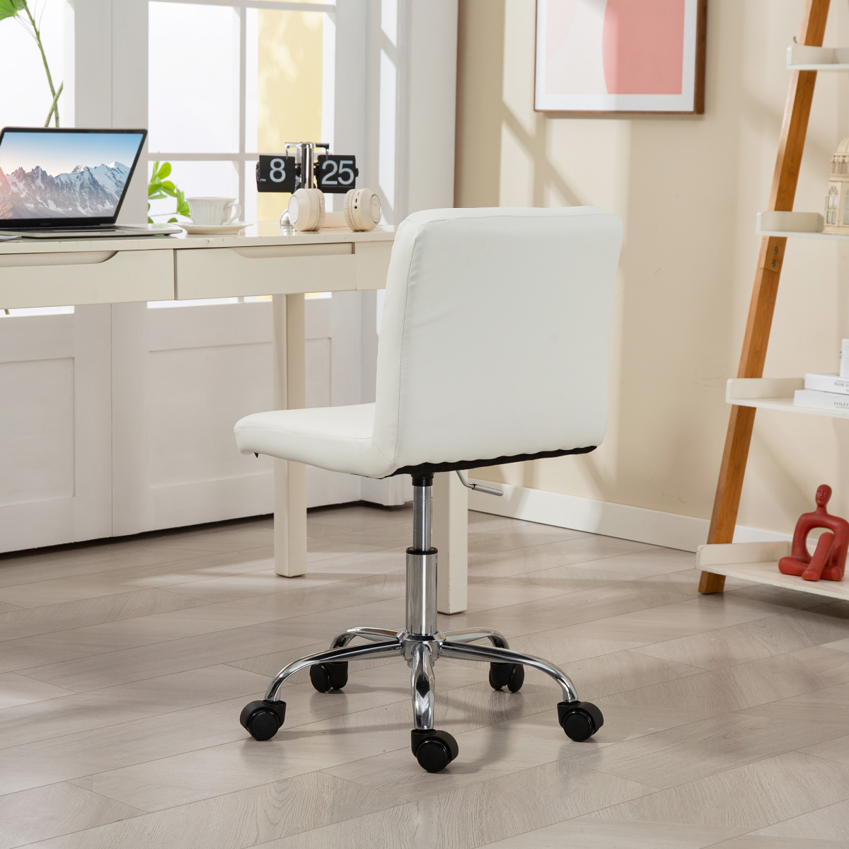 HOMCOM Modern Vanity Computer Desk Chair with Rolling Wheels - TOYFACTORY