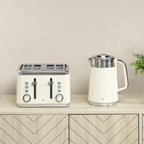 HOMCOM 1.7L 3000W Rapid Boil Kettle and 4 Slice Toaster Set Crumb Tray Black