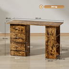 HOMCOM 120cm Computer Desk, Study Table with 3 Shelf & Drawers, Grey - TOYFACTORY