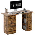 HOMCOM 120cm Computer Desk, Study Table with 3 Shelf & Drawers, Grey - TOYFACTORY