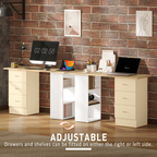 HOMCOM 120cm Computer Desk, Study Table with 3 Shelf & Drawers, Grey - TOYFACTORY