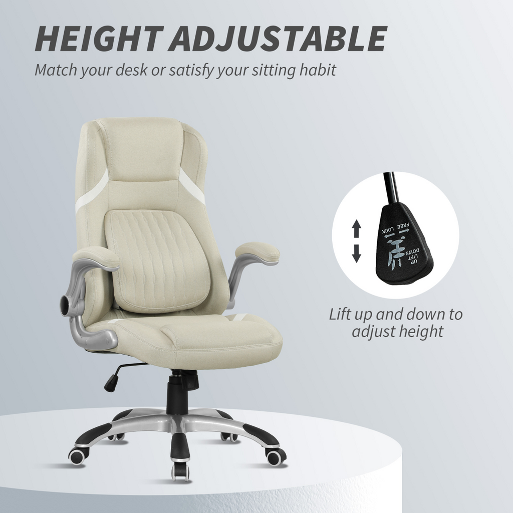 Vinsetto Fabric Office Desk Chair w/ Adjustable Height Tilt Function - TOYFACTORY