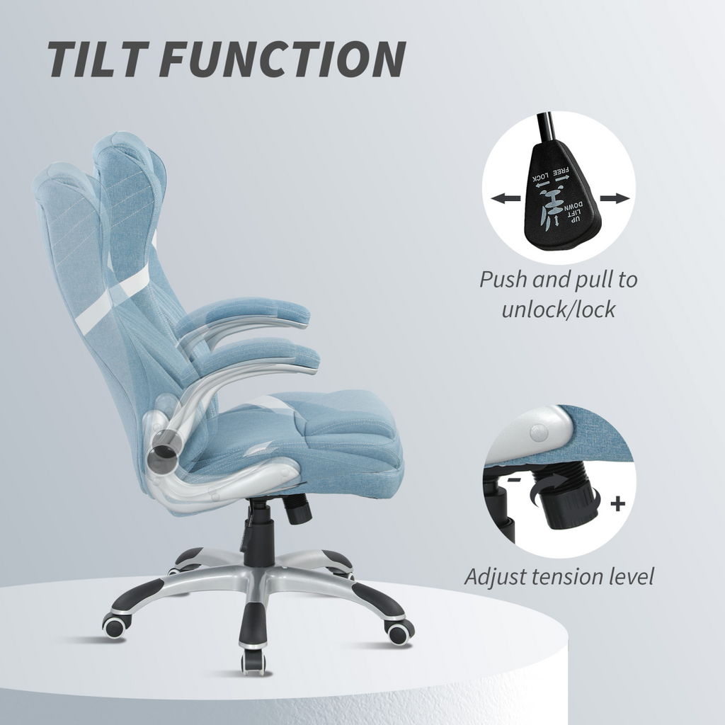 Vinsetto Fabric Office Desk Chair w/ Adjustable Height Tilt Function - TOYFACTORY