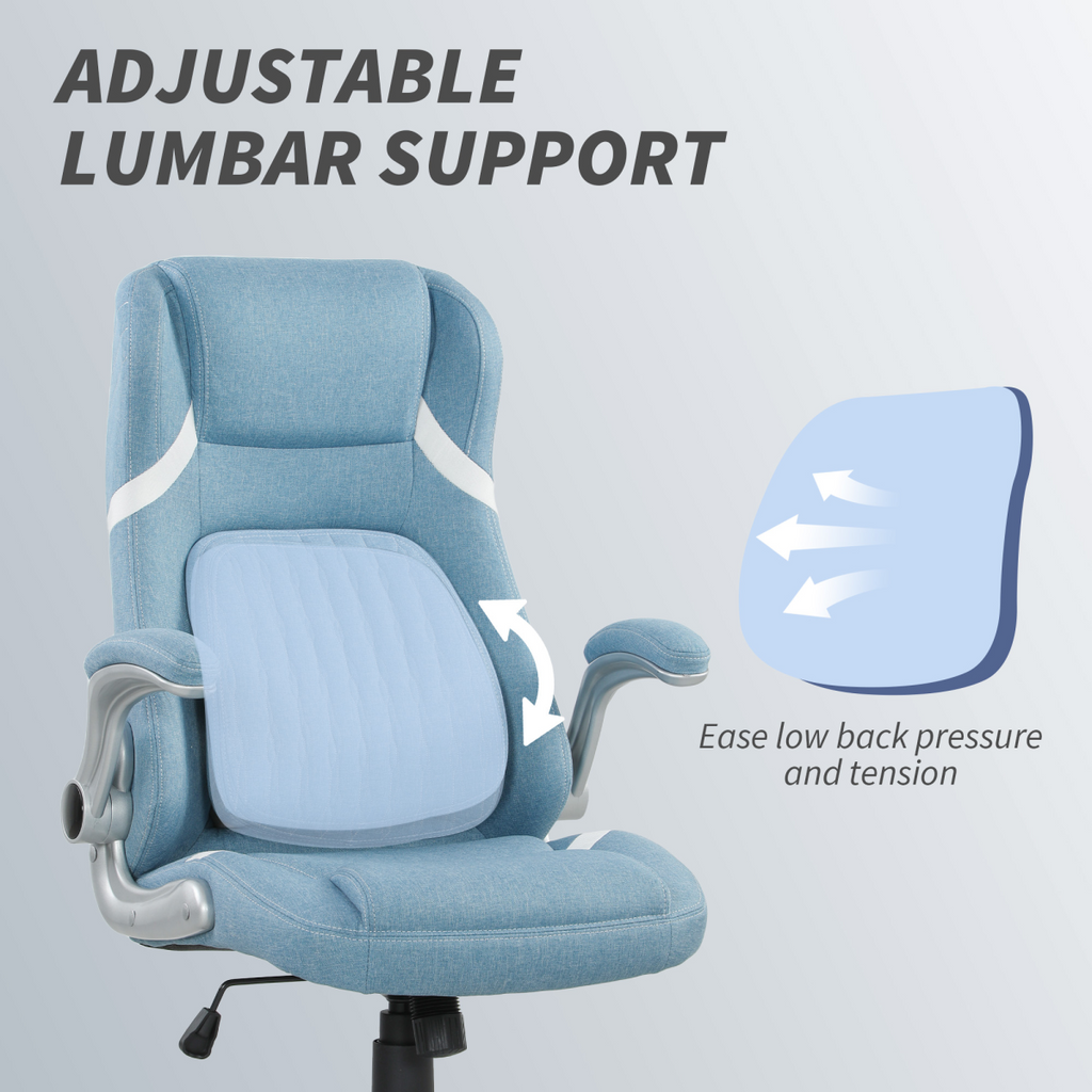 Vinsetto Fabric Office Desk Chair w/ Adjustable Height Tilt Function - TOYFACTORY