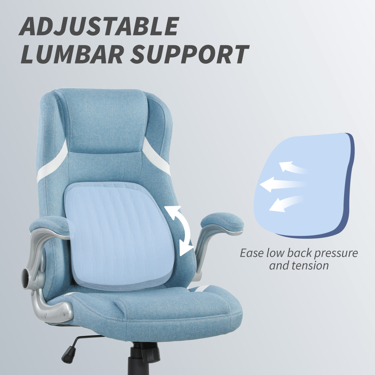 Vinsetto Fabric Office Desk Chair w/ Adjustable Height Tilt Function - TOYFACTORY