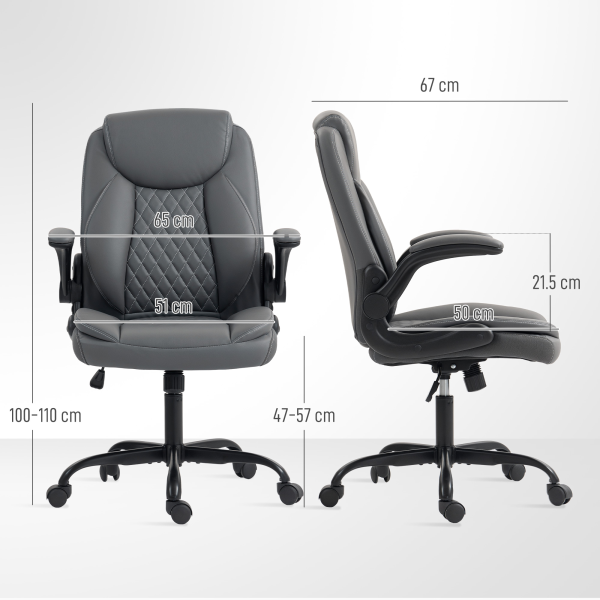 HOMCOM PU Leather Office Desk Chair with Thick Cushion - TOYFACTORY