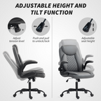 HOMCOM PU Leather Office Desk Chair with Thick Cushion - TOYFACTORY