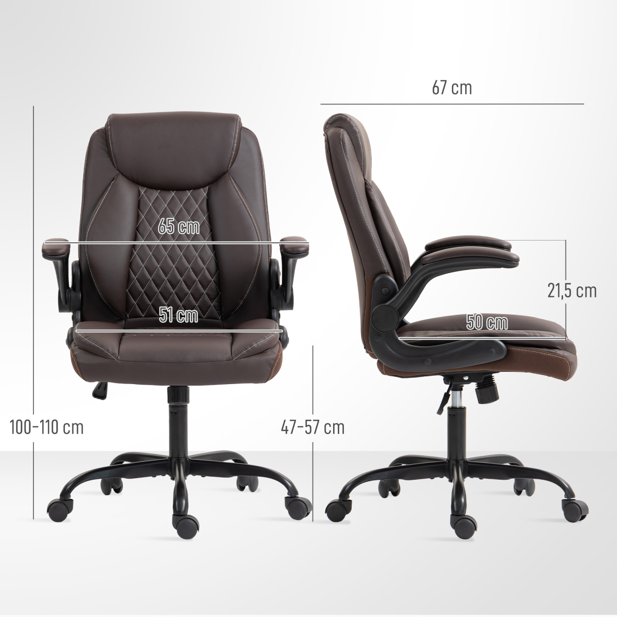 HOMCOM PU Leather Office Desk Chair with Thick Cushion - TOYFACTORY