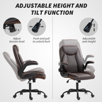 HOMCOM PU Leather Office Desk Chair with Thick Cushion - TOYFACTORY
