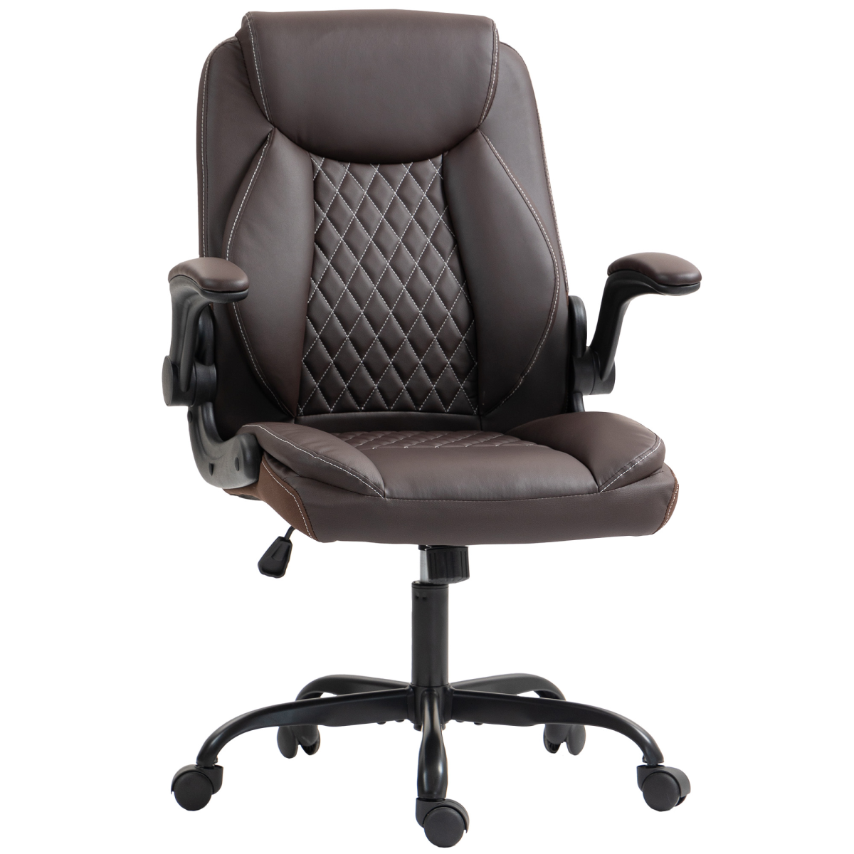 HOMCOM PU Leather Office Desk Chair with Thick Cushion - TOYFACTORY