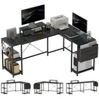 HOMCOM 168cm Reversible L Shaped Desk, 240cm Two Person Desk - TOYFACTORY