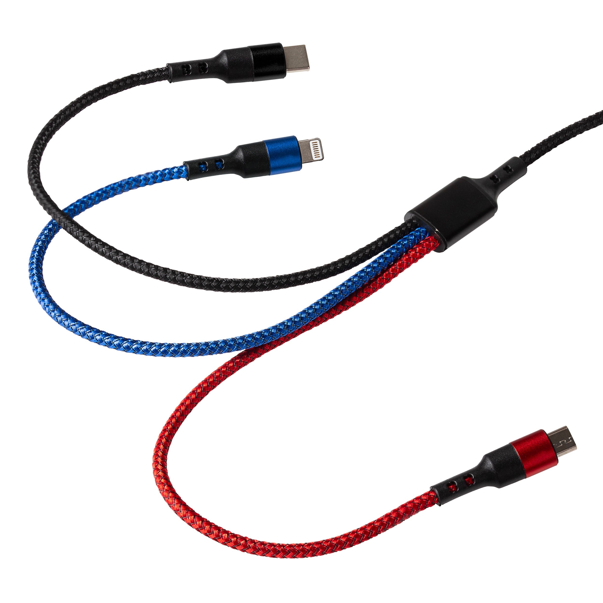 Maplin USB-C & USB-A to USB-C / Lightning / Micro USB 3-in-1 Braided Cable - TOYFACTORY