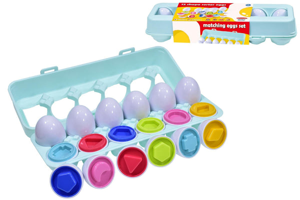 12 Shape Sorter Matching Egg Set Early Development Sensory Toy - TOYFACTORY