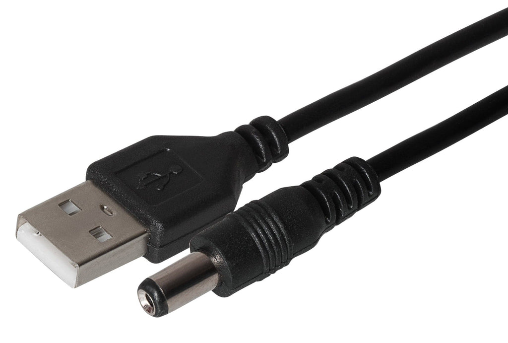 Maplin Power Supply Cable USB-A to 2.1 x 5.5 x 10mm Plug - Black, 1m