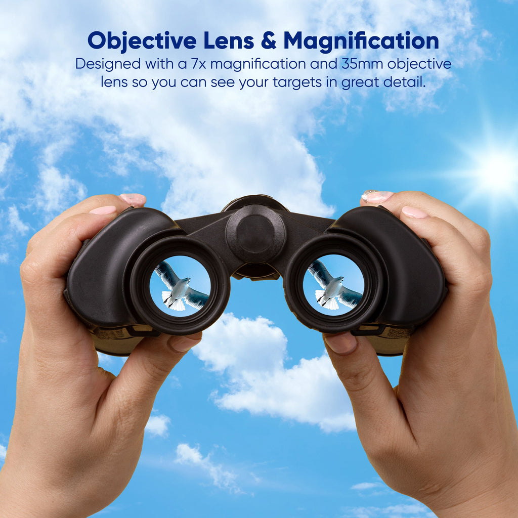 PRAKTICA Falcon 7x35mm Wide Angle Porro Prism Field Binoculars - Black - TOYFACTORY